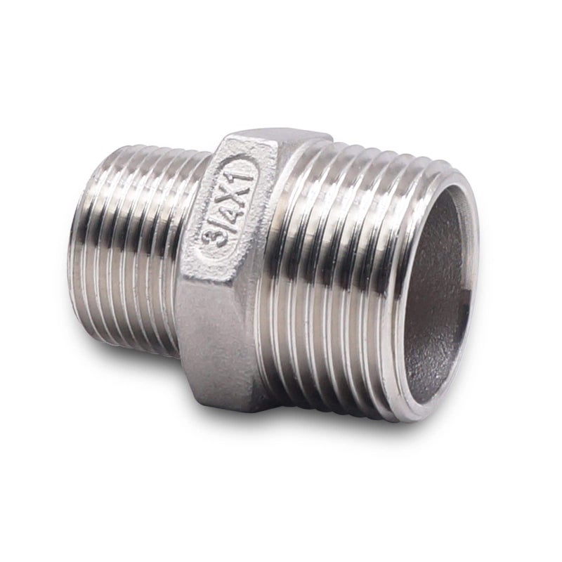 Horiznext npt 1 to 3/4 reducer male thread, stainless steel 304 1 inch to 3/4 reducer, hex reducing pipe fitting adapter water connector (Pack of 2) - Image 5